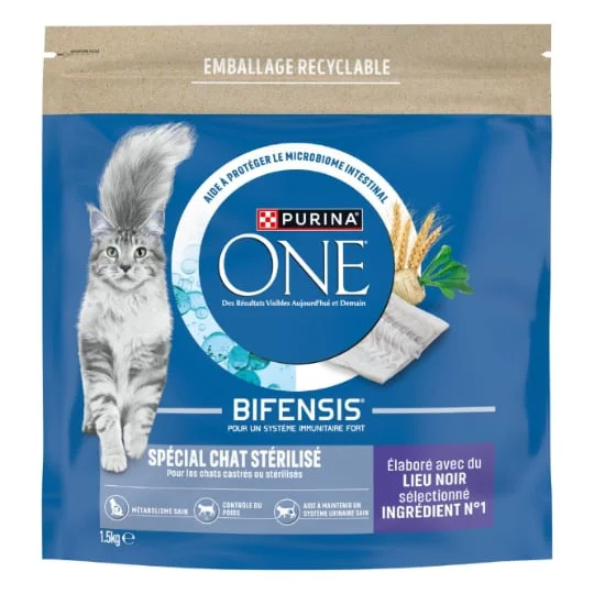 Croquettes pour chat stérilisé élaboré avec du lieu