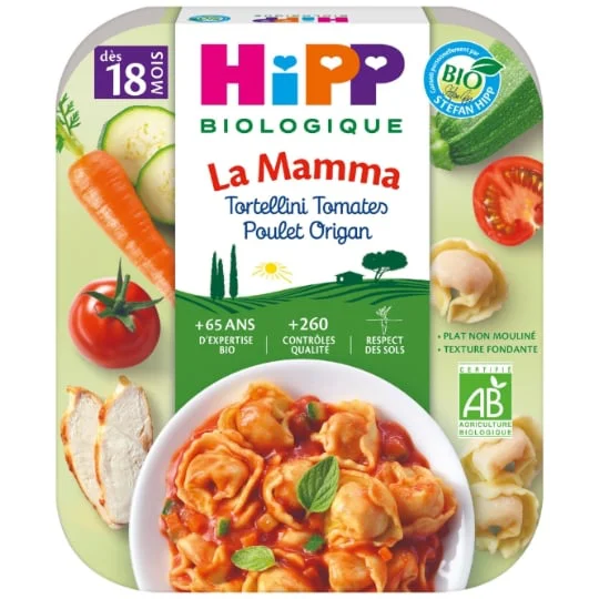 La mamma assiette tortellini tomates poulet origan bio dès 18 mois