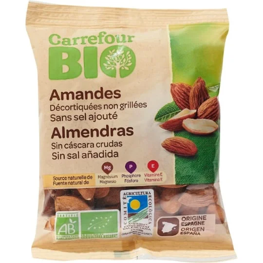 Amandes bio décortiquées non grillées