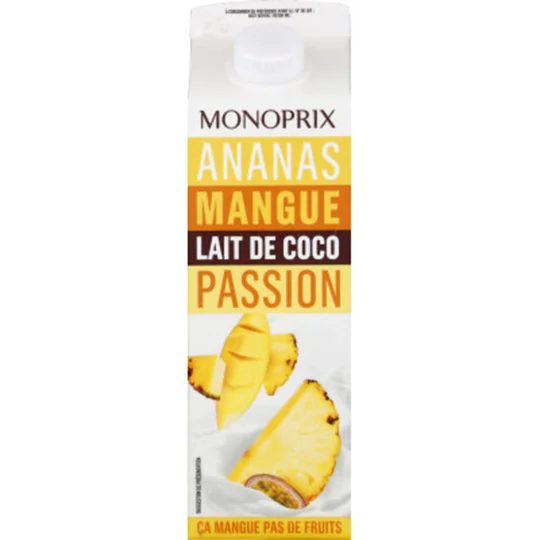 Jus ananas mangue lait de coco passion