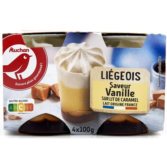 Liégeois à la vanille sur lit de caramel