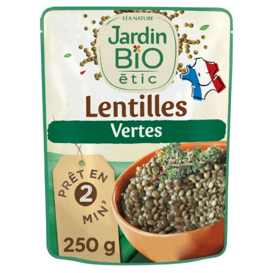 Plat cuisiné lentilles vertes Bio