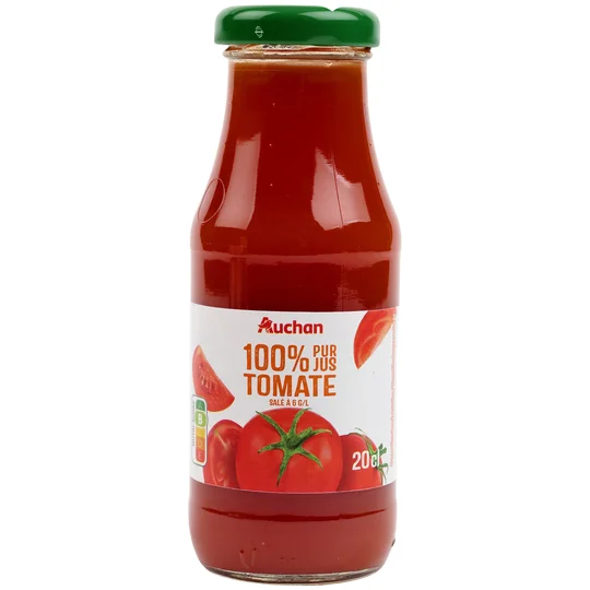 Jus de tomate bouteille en verre