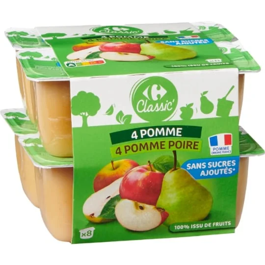 Compote pomme pomme poire sans sucres ajoutés