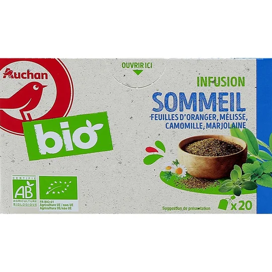 Infusion sommeil feuilles d'oranger mélisse marjolaine bio