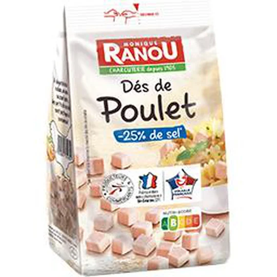 Dés de poulet réduit en sel