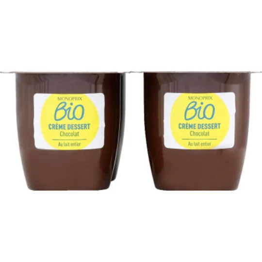 Crème dessert chocolat bio au lait entier