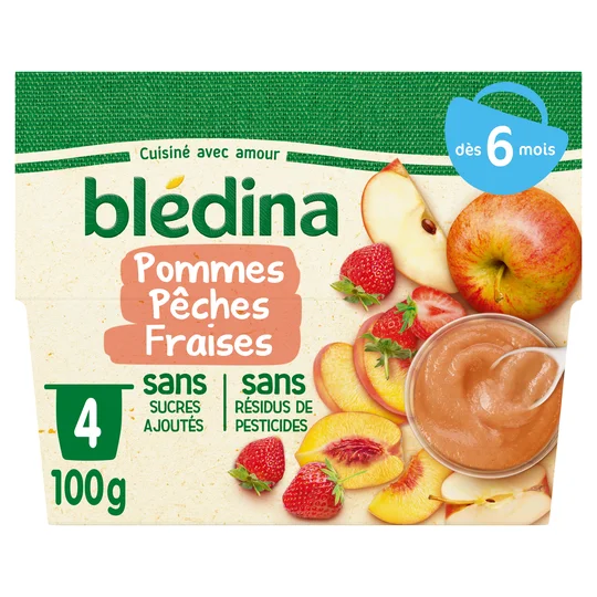 Purée fruit bébé Pomme pêche fraise - dès 6 mois