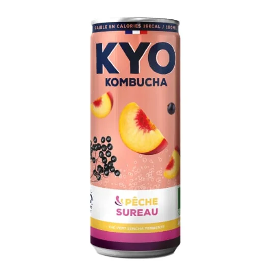 Kombucha - Boisson gazeuse pêche Baies de Sureau BIO
