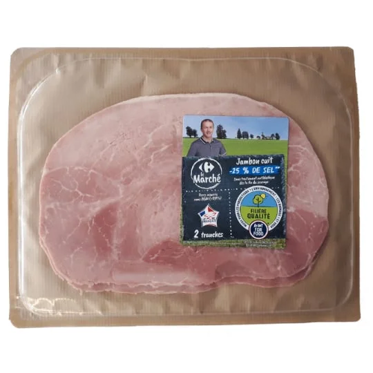 Jambon cuit découenné réduit en sel