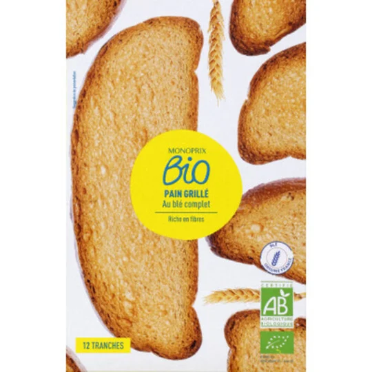Pain grillé au blé complet bio