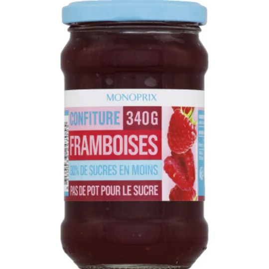 Confiture de framboises 30% de sucres en moins