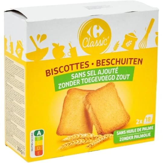 Biscottes sans sel ajouté