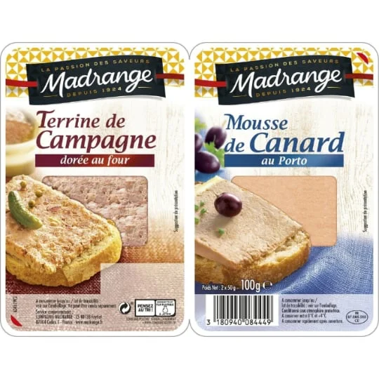 Pâté terrine campagne/mousse canard