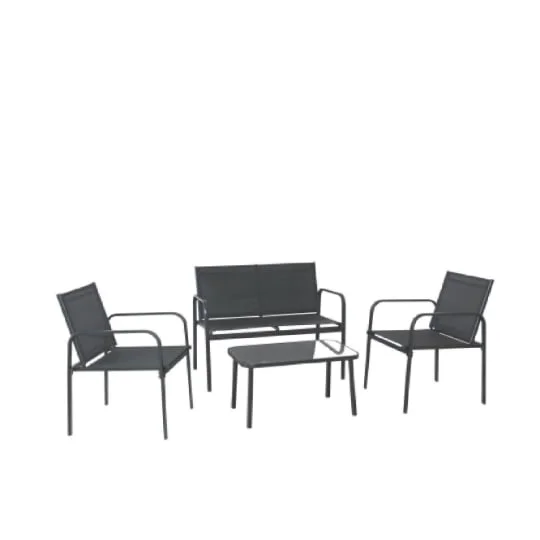 Salon de Jardin Bas en Acier Gris Anthracite (4 Pièces) Antalya