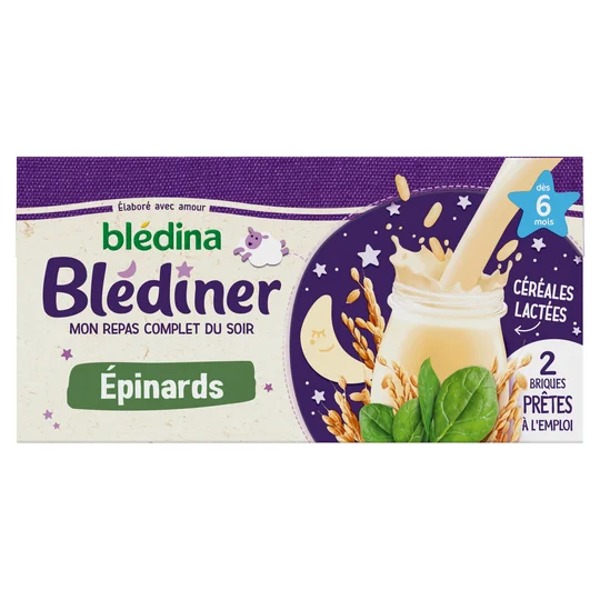 Lait céréales bébé 6m Épinards soir