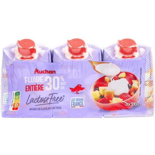 Crème fluide entière 30% MG UHT sans lactose