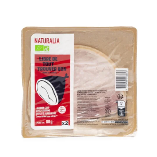 Jambon supérieur avec couenne bio x2
