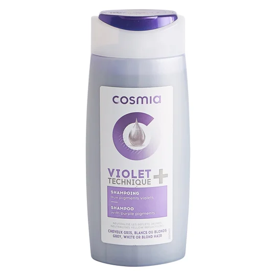 Violet technique + shampooing aux pigments violets pour cheveux gris blancs ou blonds