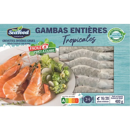 Gambas tropicales entières crues