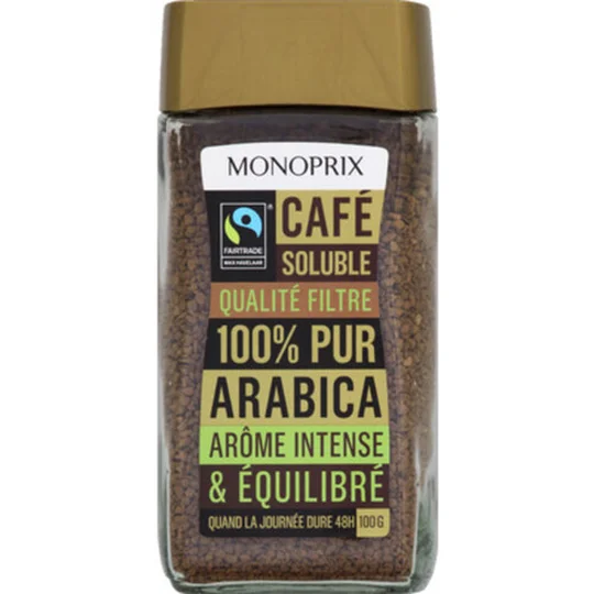 Café soluble 100% pur arabica