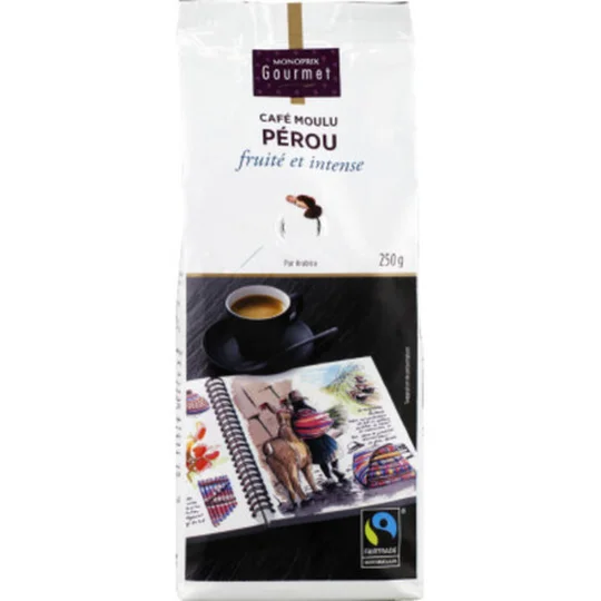 Café moulu du Pérou, fruité et intense