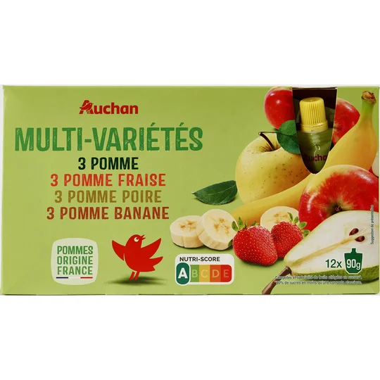 Gourdes pomme fraise poire banane