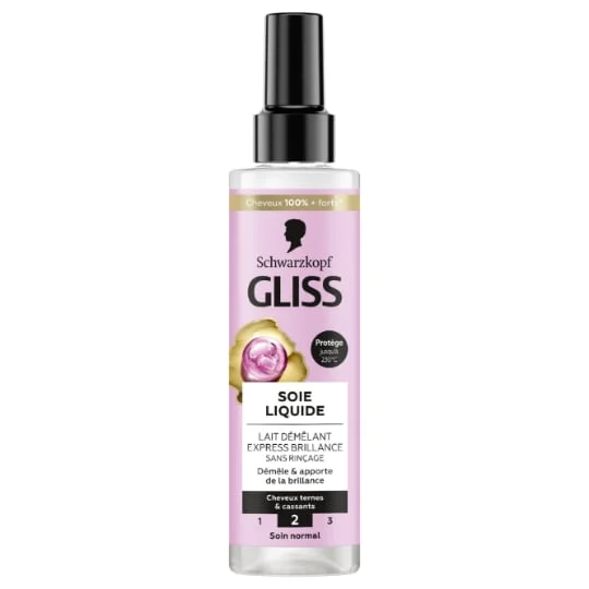 Soin cheveux Lait Démêlant Express Brillance Soie Liquide pour Cheveux Ternes et Cassants