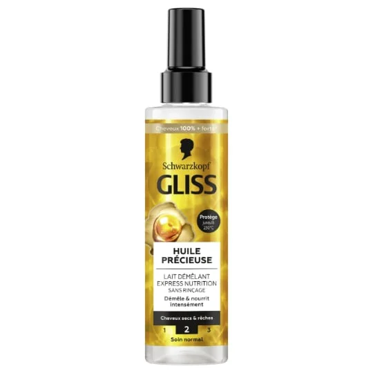 Soin cheveux Huile Précieuse Lait Démêlant Express Nutrition pour Cheveux Secs et Rêches