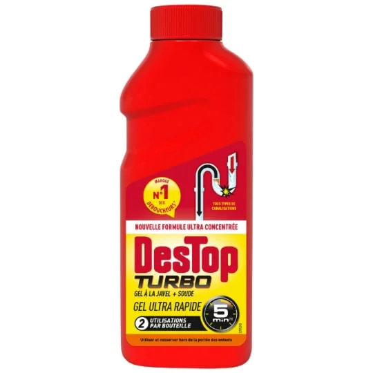 Déboucheur Turbo Javel et Soude Gel Ultra Rapide