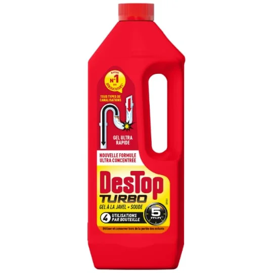 Déboucheur Turbo Javel et Soude Gel Ultra Rapide