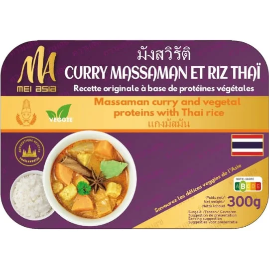 Plat Cuisiné Riz Thaï Curry Massaman Veggie