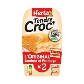 HERTA Croque-Monsieur jambon fromage sans croûte conservation sans nitrite 200g