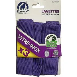 ÉLÉPHANT LBD Lavettes microfibre vitres & inox 32x32 cm x3
