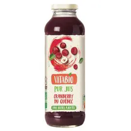 VITABIO Jus cranberry du Québec 100% pur jus sans sucres ajoutés Bio 50cl