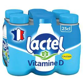 LACTEL Lait Demi-Ecrémé UHT Vitamine D 6x25cl