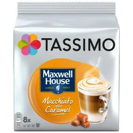 TASSIMO, MAXWELL HOUSE Café dosettes compatibles Latte macchiato caramel x8 268g