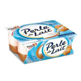 YOPLAIT, PERLE DE LAIT Yaourt sur lit de caramel à la fleur de sel 4x125g