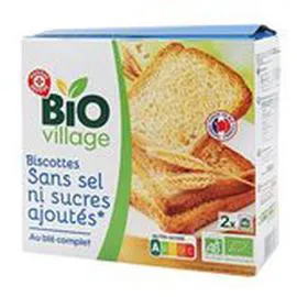 MARQUE REPÈRE, BIO VILLAGE Biscotte complète Bio 300g