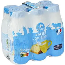CARREFOUR CLASSIC' Lait facile à digérer 6x50cl