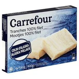 CARREFOUR Filets de colin d'Alaska sans arête 4x100g