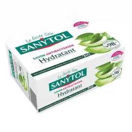 SANYTOL Savon hydratant antibactérien aloé véra et thé vert bio 100g