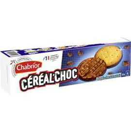 CHABRIOR Biscuits Céréal'Choc nappés chocolat au lait 195g