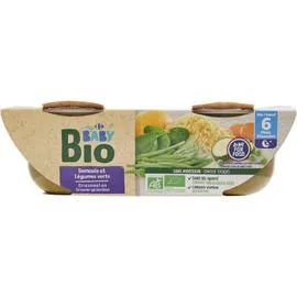 CARREFOUR BIO Plat bébé bio dès 6 mois semoule légumes 2x200g