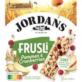 JORDANS Barres céréales frusli Pomme/cramberrries 180g