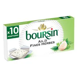 BOURSIN Fromage frais à tartiner Ail et fines herbes 10x16g