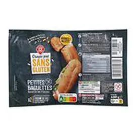 MARQUE REPÈRE, CHAQUE JOUR SANS GLUTEN Pain précuit Petites baguettes x2 150g