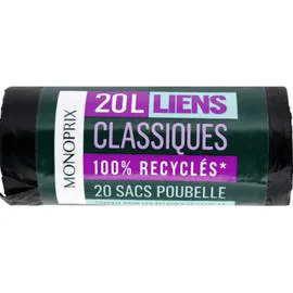MONOPRIX Sacs poubelle 20L liens classiques l'unité