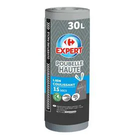 EXPERT Sac poubelle à lien coulissant, spécial poubelle haute 30L x15