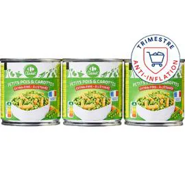 CARREFOUR CLASSIC' Petits pois & carottes extra fins 3x130g